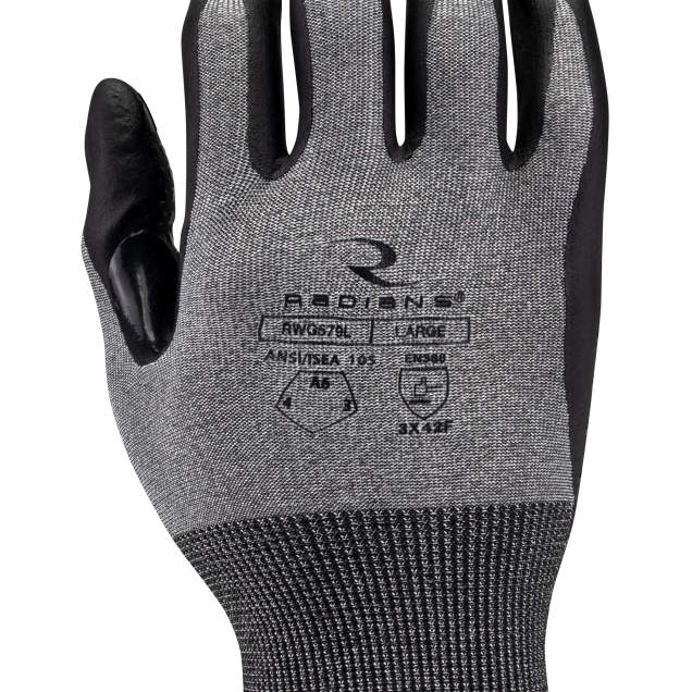 Radians RWG579 HPPE/Tungsten Shell A6 Cut Level Foam Nitrile Dotted Palm Dip