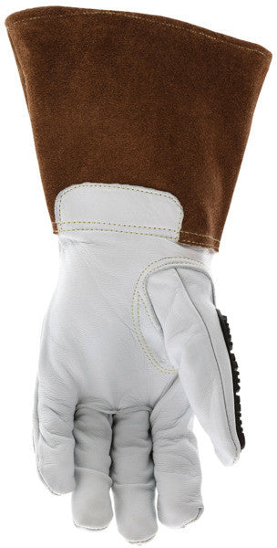 48406 - MCR Safety Welding - Leather Welding Work Gloves - Premium Grain Goatskin - 5 Inch Split Cow Cuff - TPR Back of Hand Impact Protection