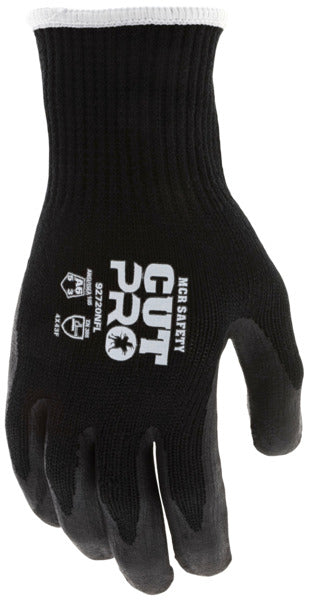 92720NF - MCR Safety CutPro® - 10 Gauge HyperMax® HPPE Shell - Cut, Abrasion and Puncture Resistant Work Gloves - Nitrile Foam Coated Palm and Fingertips - Black Shell and Black Nitrile Coating Hide Dirt and Grime