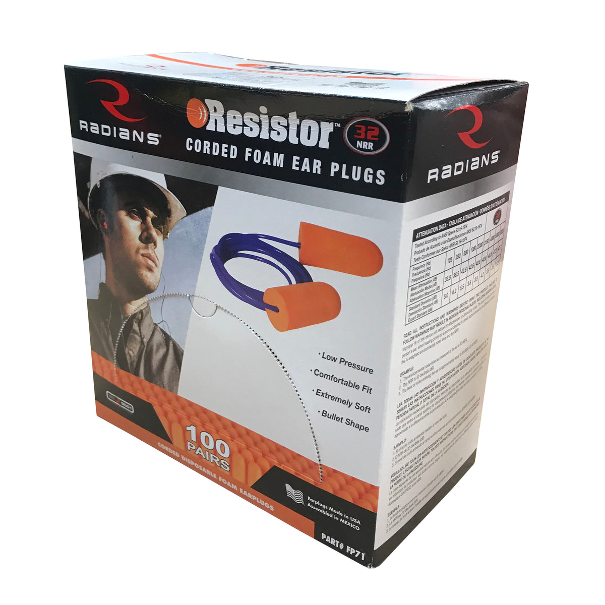 Radians FP71 - Resistor® 32 Disposable Foam Earplugs - Corded - additional view