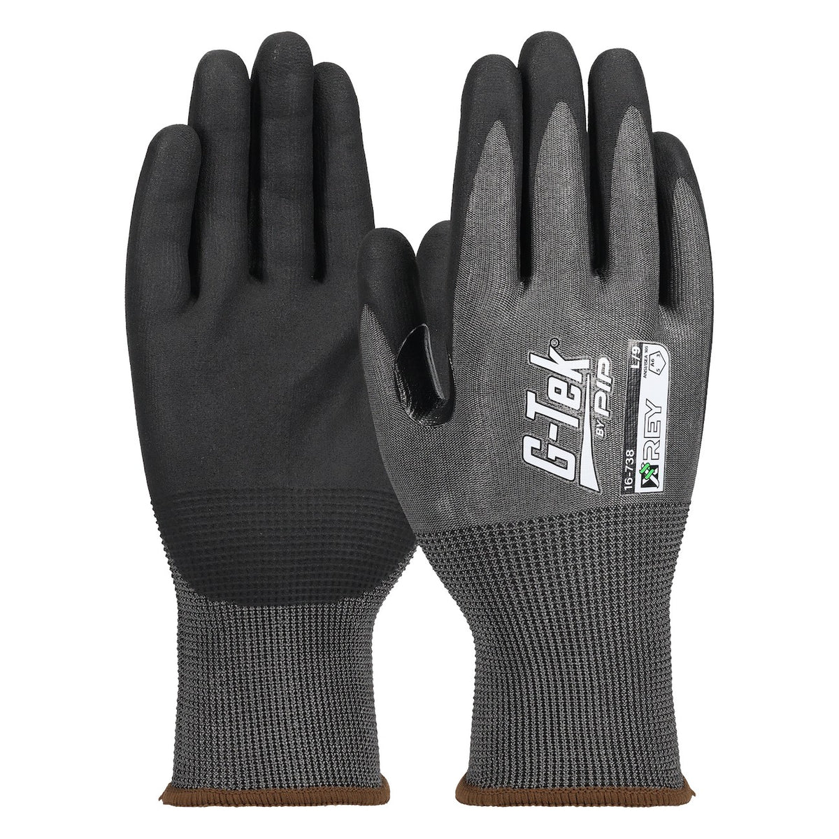 G-Tek 16-738V Seamless Knit Coreless Fiber Blended Glove with Foam Nitrile Coated Grip on Palm & Fingers - Touchscreen - Vend-Ready