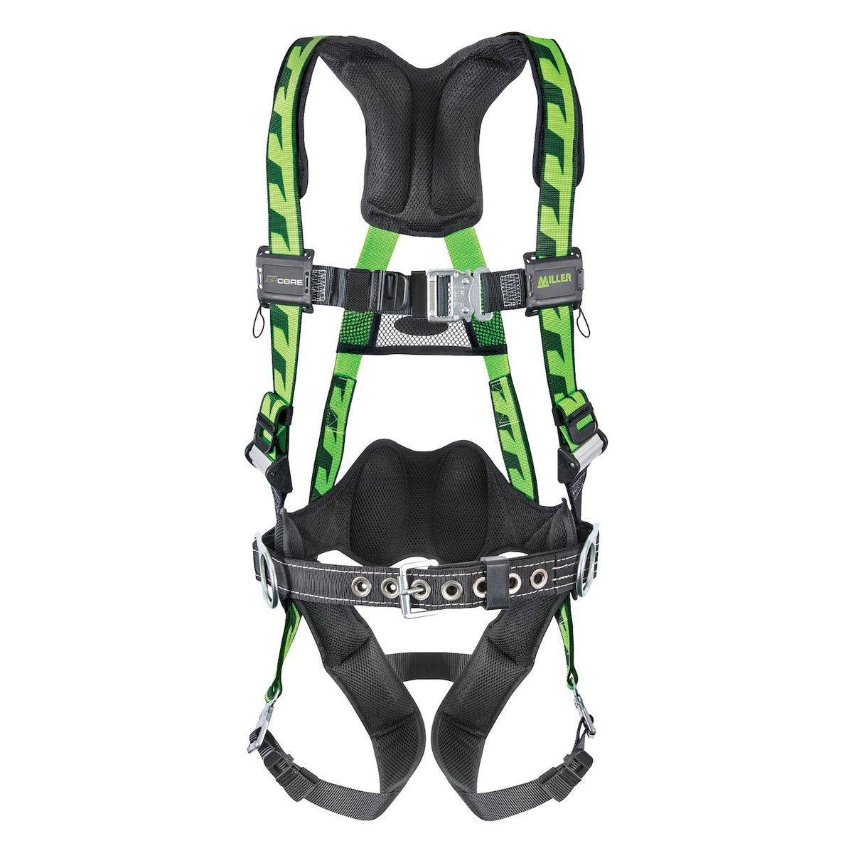 Miller AC-QC-BDP Premium Breathable Full-Body Harness with Steel Hardware, 5 Points of Adjustment, Back/Side D-Rings, Quick-Connect Chest & Leg Buckles and Lumbar Pad