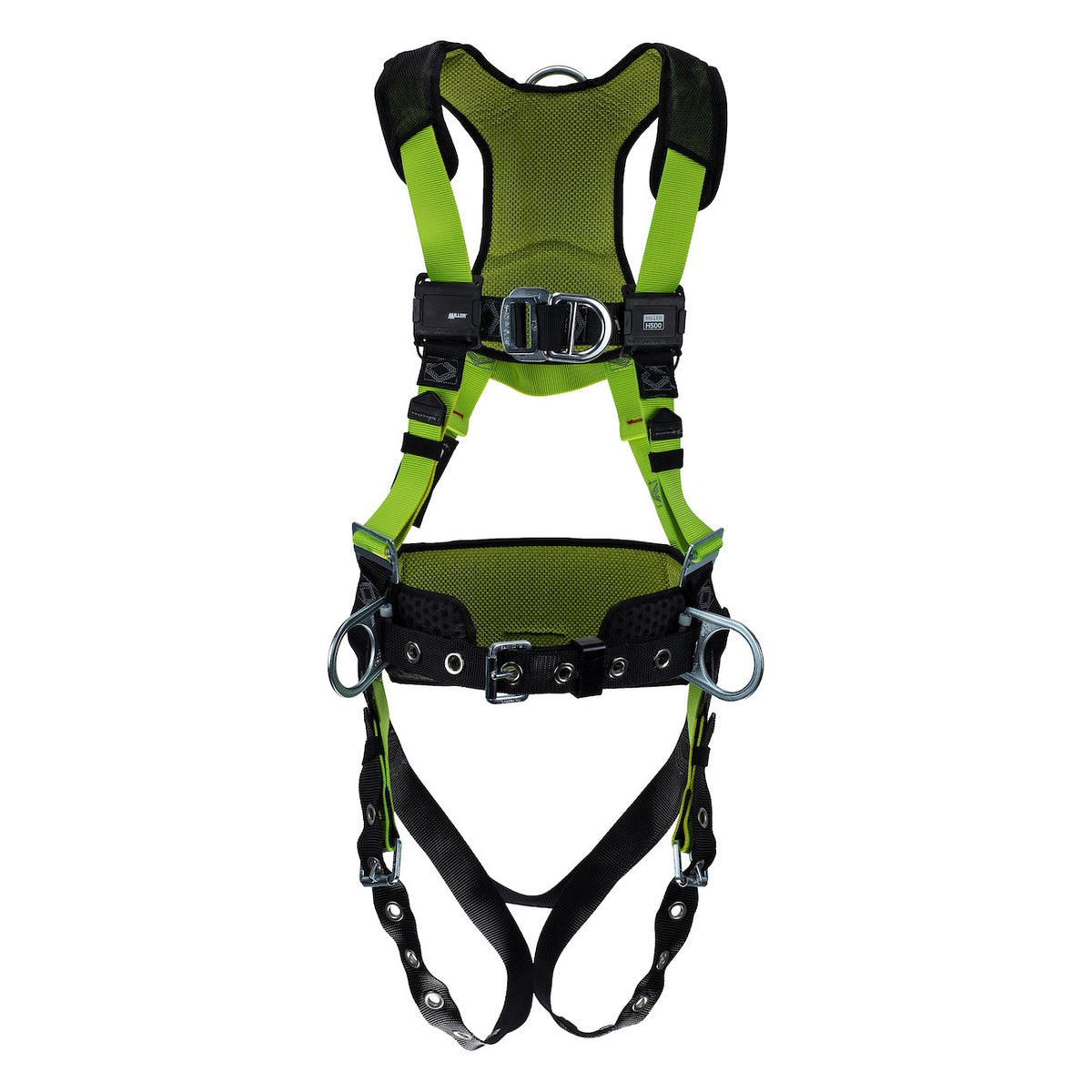 Miller H5CC31222 Construction Comfort Full-Body Safety Harness with 5 Points of Adjustment, with Lightweight Aluminum Front/Side/Back D-rings, Belt and Mating Buckle Chest & Tongue Buckle Leg Straps