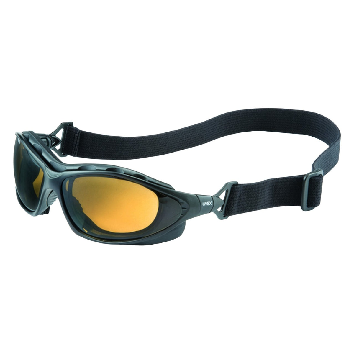 Uvex S0601HS Full Frame Safety Glasses with Black Frame, Foam Padding, Espresso Lens with Hydroshield® Anti-Fog Coating