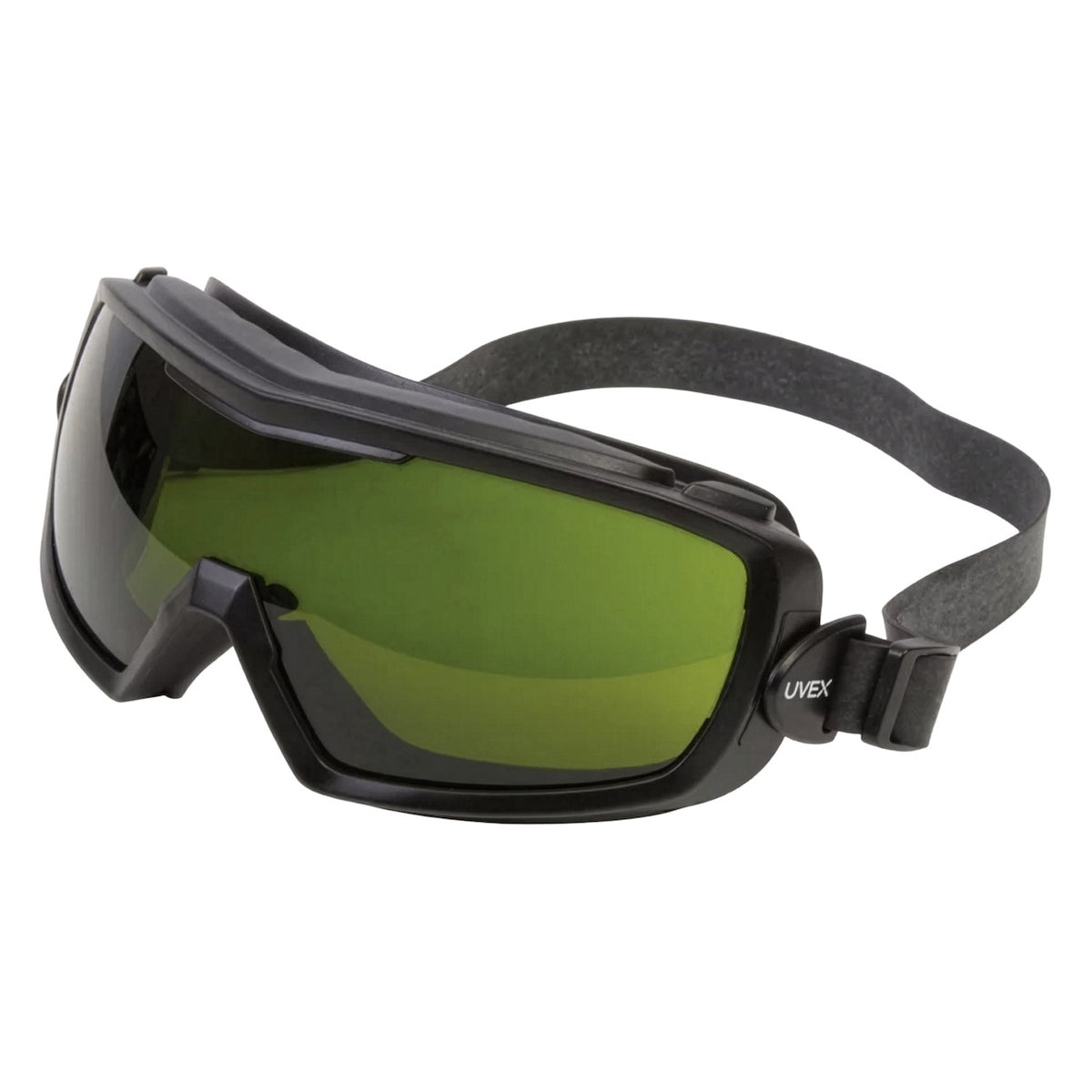 Uvex S3543X Indirect Vent Chemical Splash Goggle with Matte Black Body, Shade 3.0 Lens and Anti-Fog Coating - Elastic Headband