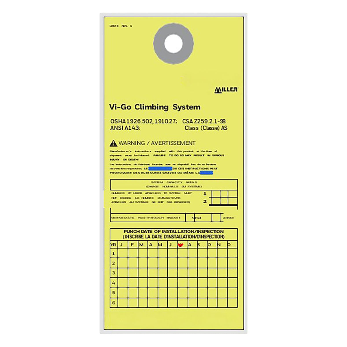 Miller VGWARNLABEL/ Replacement Warning Label