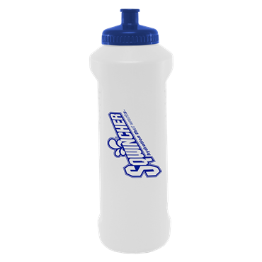 Sqwincher 30 oz white bike bottle with pull-top lid