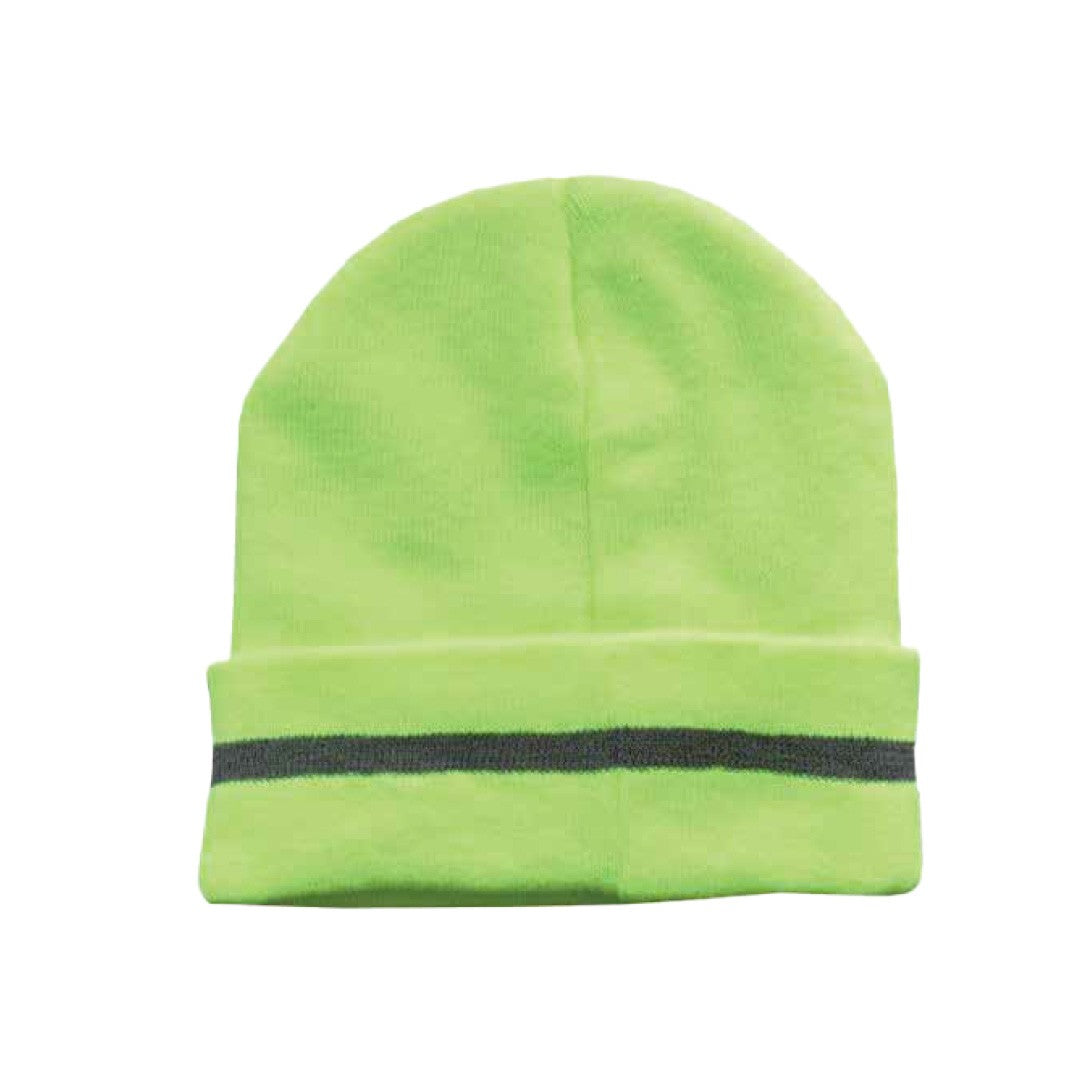 Cordova Knit Beanie, Lime With Reflective Stripe #TB101