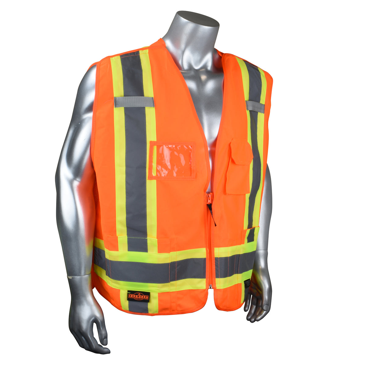 Radians SV020X-2 - Heavy Duty 7-Pocket Tear Away Cruiser Vest X-Back - Hi Vis Green - additional view