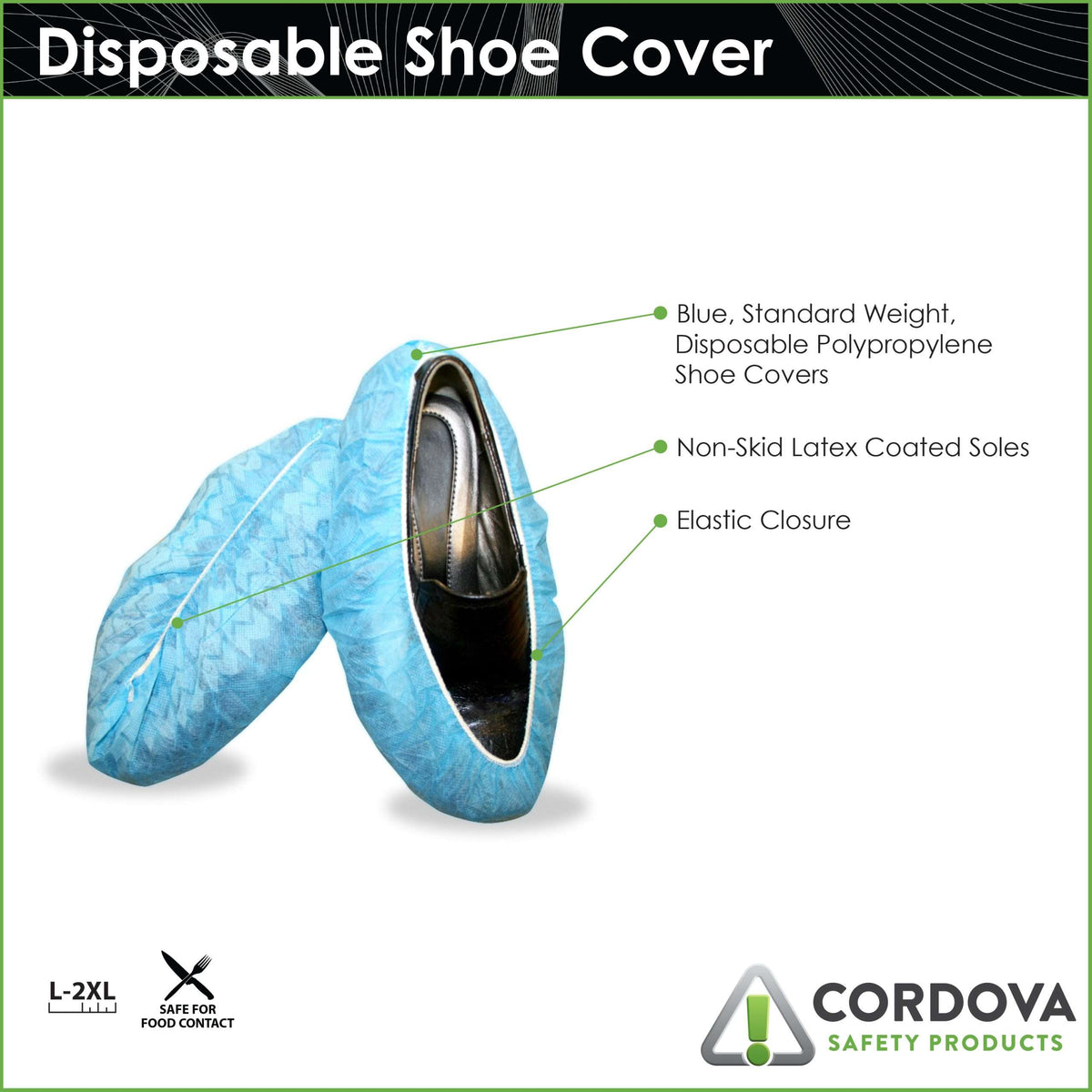 Cordova Blue Polypropylene Shoe Cover, Non-skid #SC40 - SC40L image 3