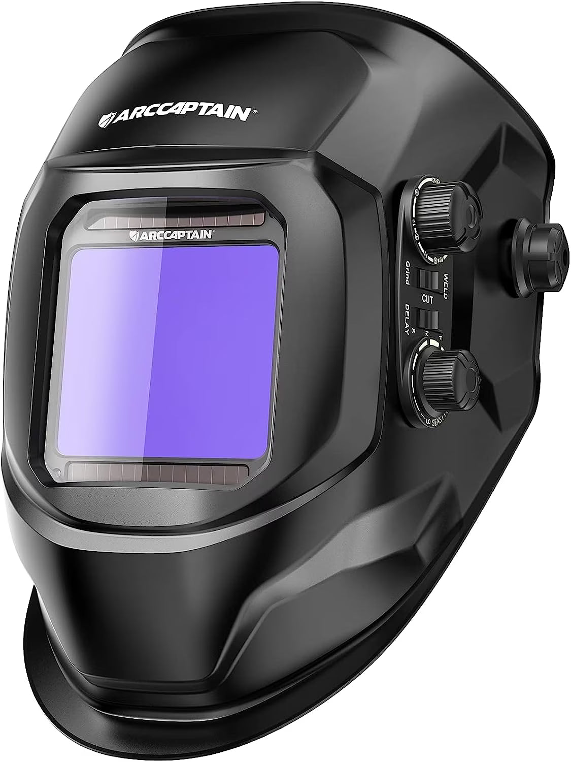 Industrial welding helmet used in fabrication shop