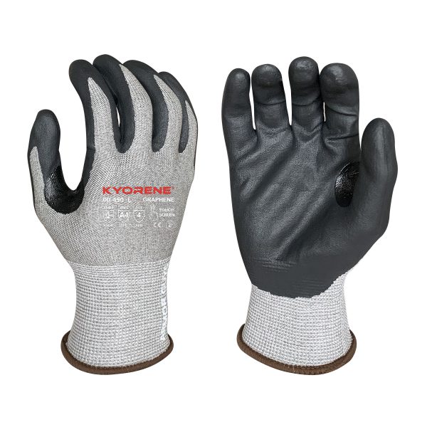 13g Gray Kyorene® Liner With Black HCT® Nano Foam Nitrile Palm Coating And Reinforced Thumb Crotch