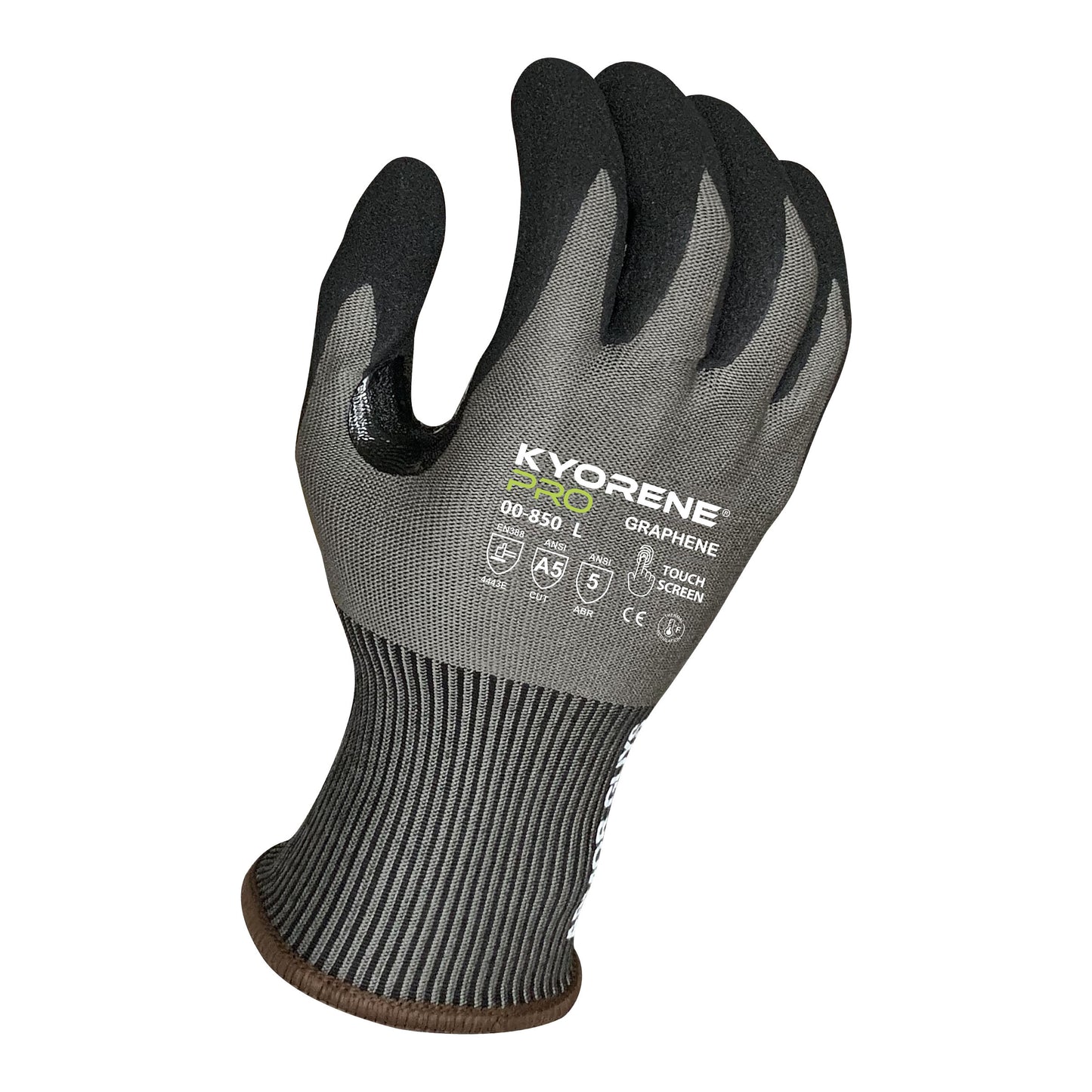 15g Gray Kyorene Pro® Liner With Black HCT® Micro Foam Nitrile Palm Coating, ANSI A5
