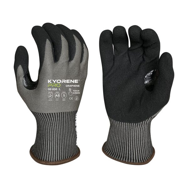 15g Gray Kyorene Pro® Liner With Black HCT® Micro Foam Nitrile Palm Coating, ANSI A5