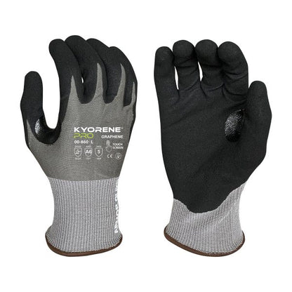18g Gray Kyorene Pro® Liner With Black HCT® Micro Foam Nitrile Palm Coating, Thumbcrotch Reinforcement, Touch Screen, ANSI A6