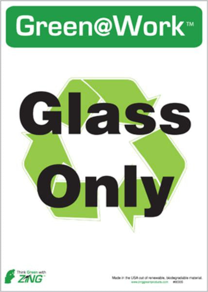ZING Glass Only Recycle Eco Label 7X5, 5 Pk - 0030S