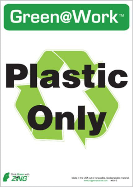 ZING Plastic Only Recycle Eco Label 7X5, 5 Pk - 0031S
