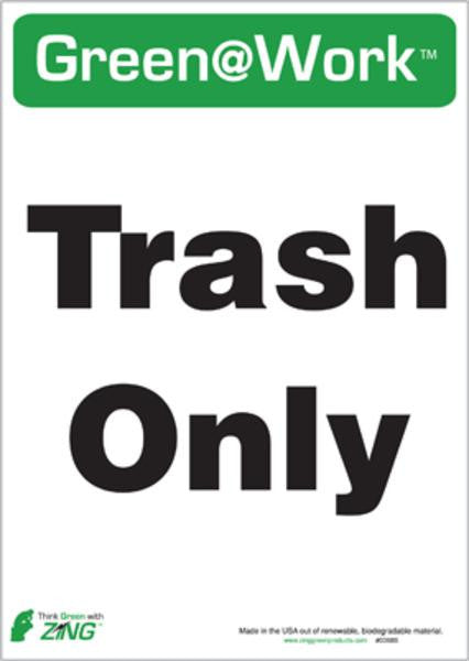 ZING Trash Only Recycle Eco Label 7X5, 5 Pk - 0068S