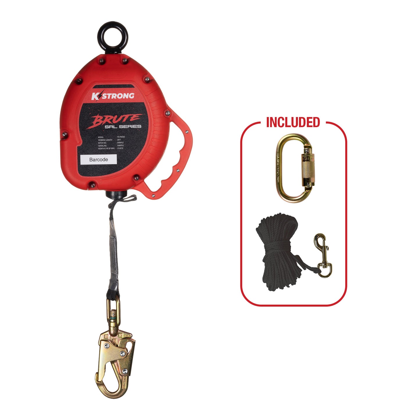 KStrong® BRUTE™ 25 ft. Web Self-Retracting Lifeline (SRL) with Swivel Snap Hook