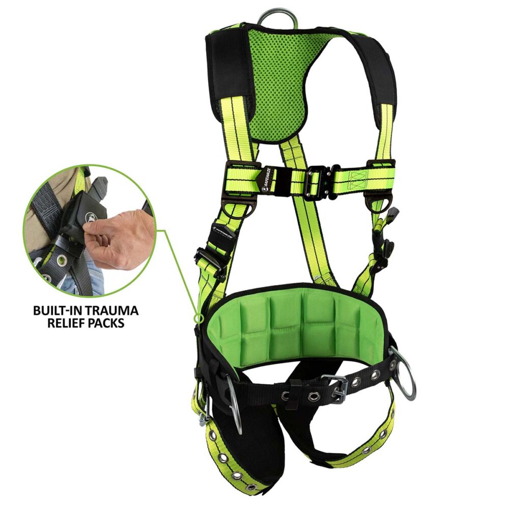 PRO+ Construction Harness: 3D, QC Chest, TB Legs, Trauma Relief