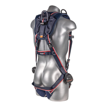 KStrong® EndurX™ 5-Point Full Body Harness, Premium Shoulder Pad, Deluxe Leg Pads, Enhanced Dorsal D-ring Plus™, Shoulder D-rings, Quick Slide Adjusters, Trauma Relief Straps, QC Chest, TB Legs (SS), All Aluminum Hardware (ANSI)