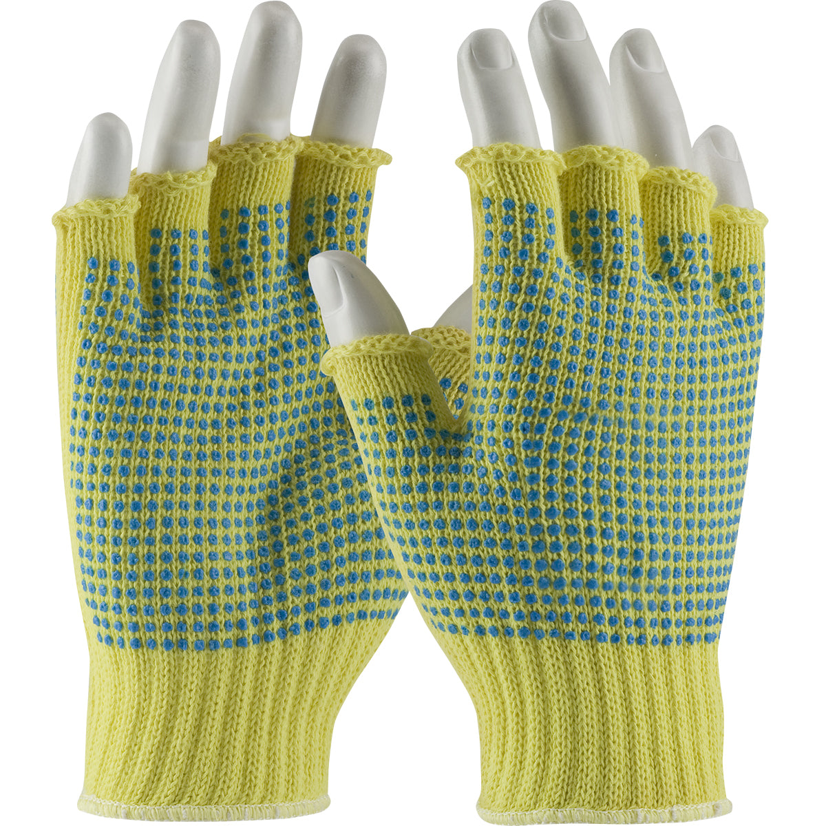 Kut Gard 08-K259PDD – Seamless Knit DuPont™ Kevlar® Glove with Double-Sided PVC Dot Grip - Half-Finger