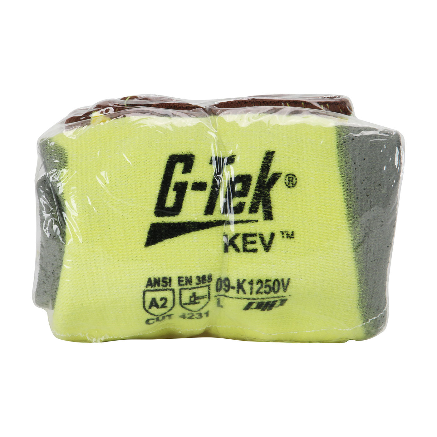 G-Tek® KEV™ Seamless Knit DuPont™ Kevlar® / Elastane Glove with Polyurethane Coated Flat Grip on Palm & Fingers - Vend-Ready