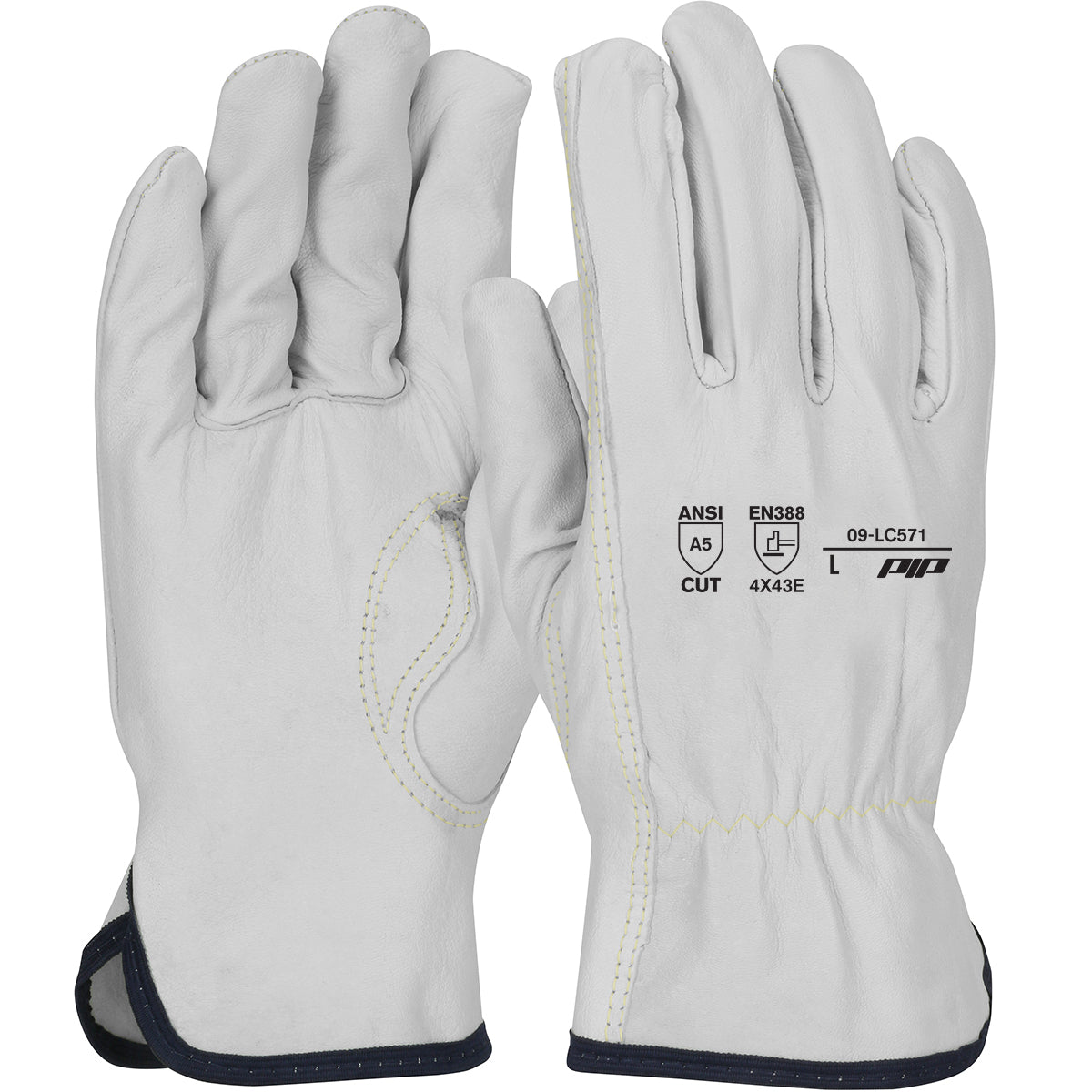 PIP® Economy Top Grain Goatskin Leather Drivers Glove w/ HPPE Blend Lining - Keystone Thumb