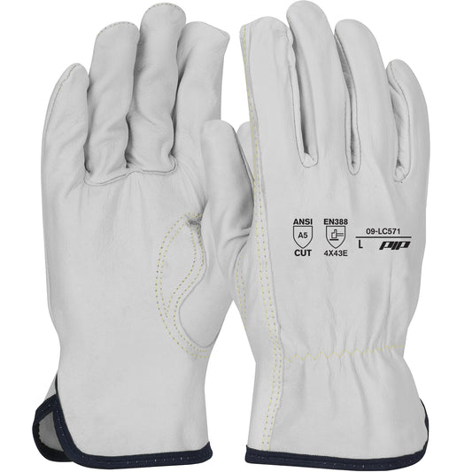 PIP® Economy Top Grain Goatskin Leather Drivers Glove w/ HPPE Blend Lining - Keystone Thumb