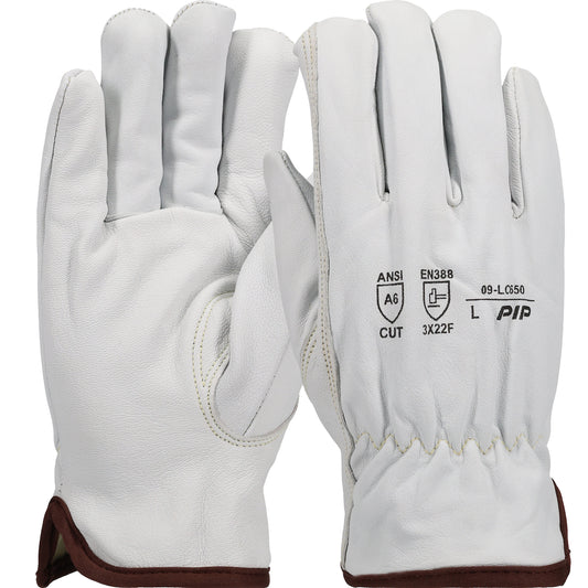 PIP 09-LC650 – Premium Top Grain Goatskin Leather Drivers Glove with A6 Aramid Blend Lining - Keystone Thumb
