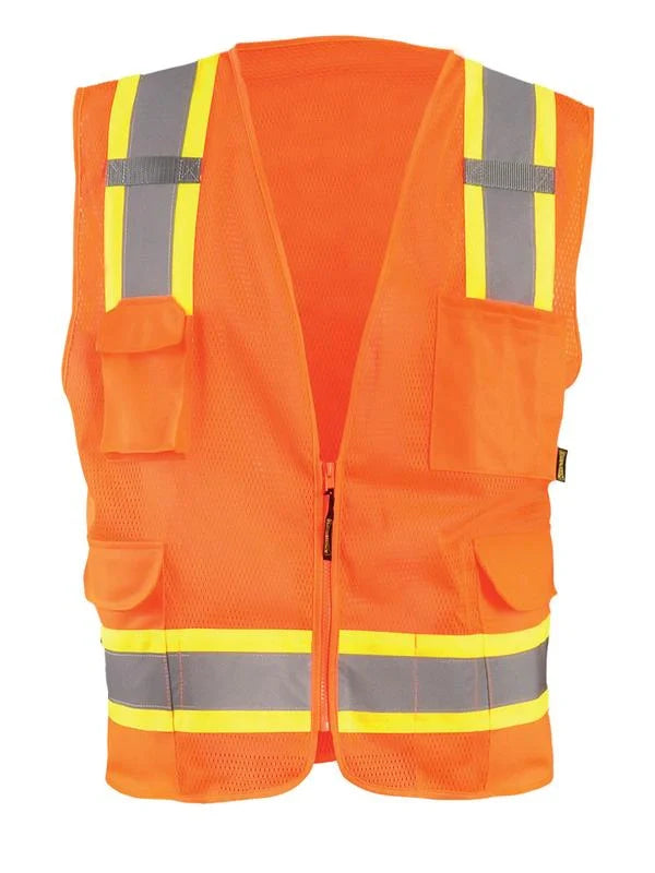 Mesh Two-Tone Surveyor Vest W/Zipper
