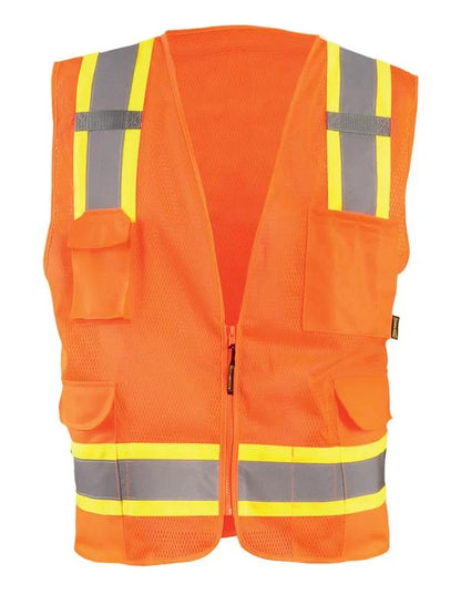 Mesh Two-Tone Surveyor Vest W/Zipper