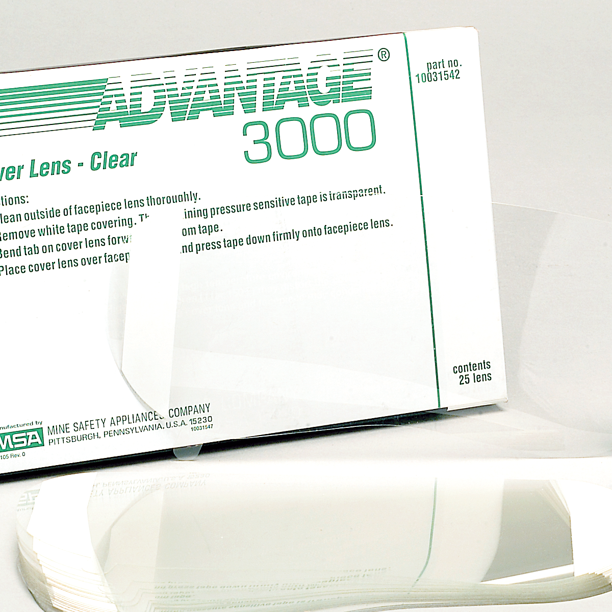 MSA Respirator Accessories - Advantage 3000/4000 Cover Lens, Clear, 25/Pack