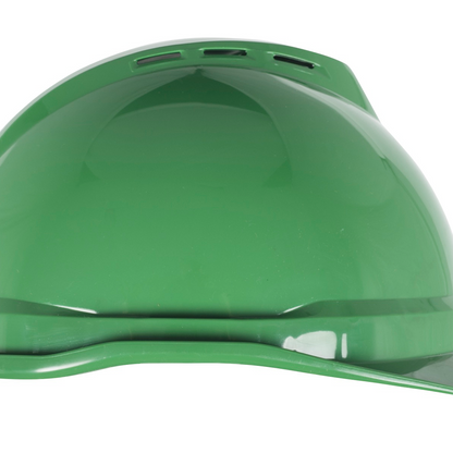 MSA V-Gard® 500 Vented Hard Hat Cap Style - V-Gard 500 Cap, Green Vented, 4-Point Fas-Trac III