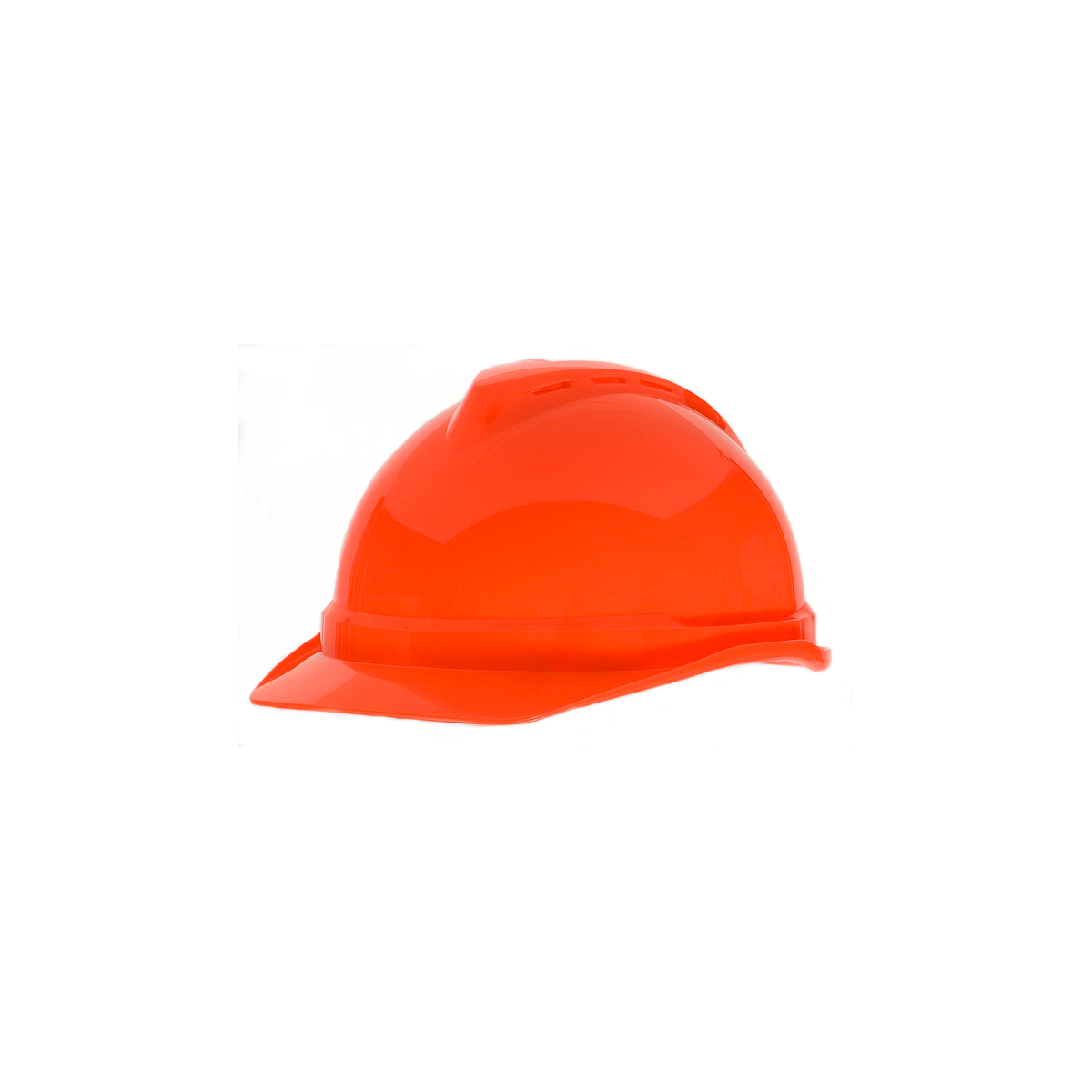 MSA V-Gard® 500 Vented Hard Hat Cap Style - V-Gard 500 Cap, Hi-Viz Orange Vented, 4-Point Fas-Trac III
