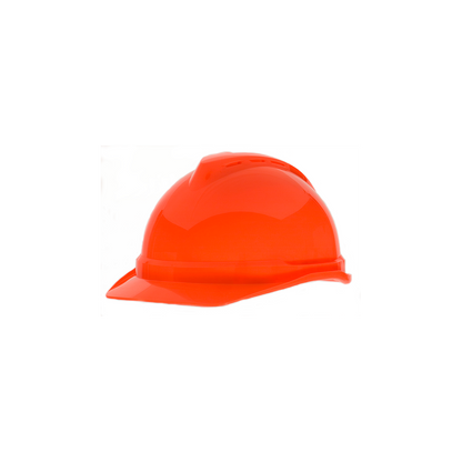 MSA V-Gard® 500 Vented Hard Hat Cap Style - V-Gard 500 Cap, Hi-Viz Orange Vented, 4-Point Fas-Trac III