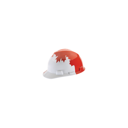 MSA Specialty V-Gard® Hard Hats - Canadian Freedom Series V-Gard Protective Cap, White w/Red Maple Leaf