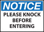ZING Sign,Notice Please Knock Before Entering,7X10 Adhesive.. - official Zing product image 1