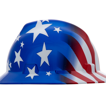 MSA Specialty V-Gard® Hard Hats - American Freedom Series V-Gard Slotted Protective Hat, American Stars & Stripes
