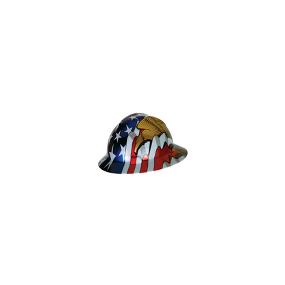 MSA Specialty V-Gard® Hard Hats - American Freedom Series V-Gard Slotted Protective Hat, American Flag w/2 Eagles