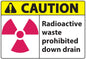 ZING Sign,Caution Radioactive Waste Prohibited Down Drain,7X10 Aluminum.. - official Zing product image 1