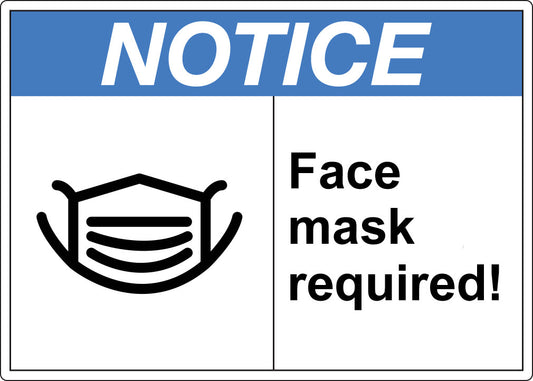 ZING Sign, Notice Face Mask Requi, ANSI Format,10X14" Adhesive - official Zing product image 1