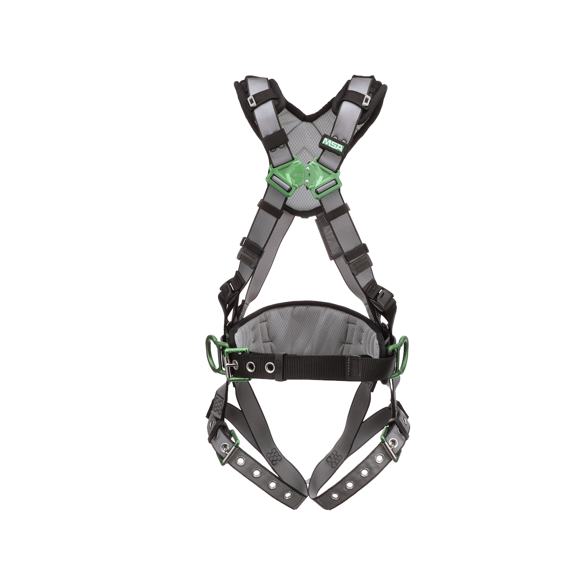 MSA V-FIT™ Safety Harness - V-FIT Construction Harness, Extra Large, Back & Hip D-Rings, Tongue Buckle Leg Straps, Shoulder Padding