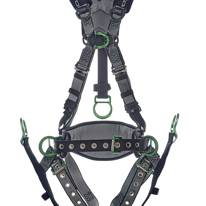 MSA V-FIT™ Safety Harness - V-FIT Derrick Harness, Standard, Back, Chest & Hip D-Rings, Tongue Buckle Leg Straps, Shoulder Padding