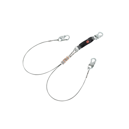 MSA V-SERIES™ Leading Edge Safety Lanyard - V-Series, High Heat, cable, twin-leg fixed energy absorbing lanyard, 6', 36C small snaphooks