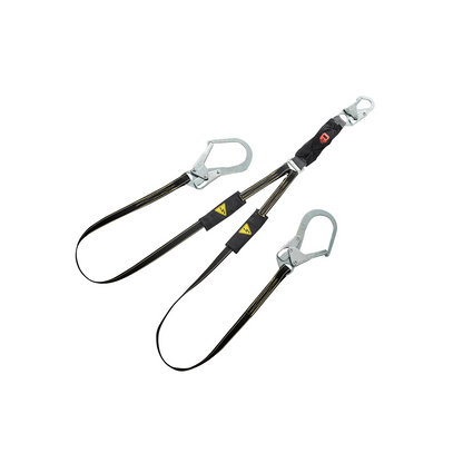 MSA V-SERIES™ Leading Edge Safety Lanyard - V-Series High Heat, Web, Twin Leg Fixed Energy Absorbing Lanyard, 6', 36CL Large Snaphooks