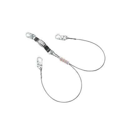 MSA V-SERIES Standard Shock Absorbing Lanyard - V-Series standard cable twin-leg fixed energy absorbing lanyard, 6',36C small snaphooks, ANSI Z359.13-2013