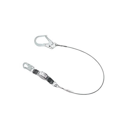 MSA V-SERIES Standard Shock Absorbing Lanyard - V-Series standard cable single-leg fixed energy absorbing lanyard, 6',36CL large snaphooks, ANSI Z359.13-2013