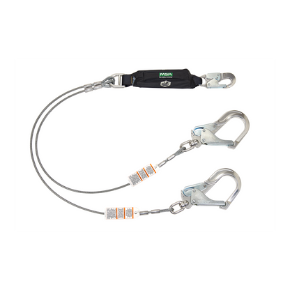 MSA V-SERIES™ Leading Edge Safety Lanyard - MSA Leading Edge Lanyard, Twin leg, Large Aluminum Swivel Snaphook
