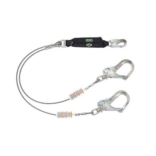 MSA V-SERIES™ Leading Edge Safety Lanyard - MSA Leading Edge Lanyard, Twin leg, Large Aluminum Swivel Snaphook